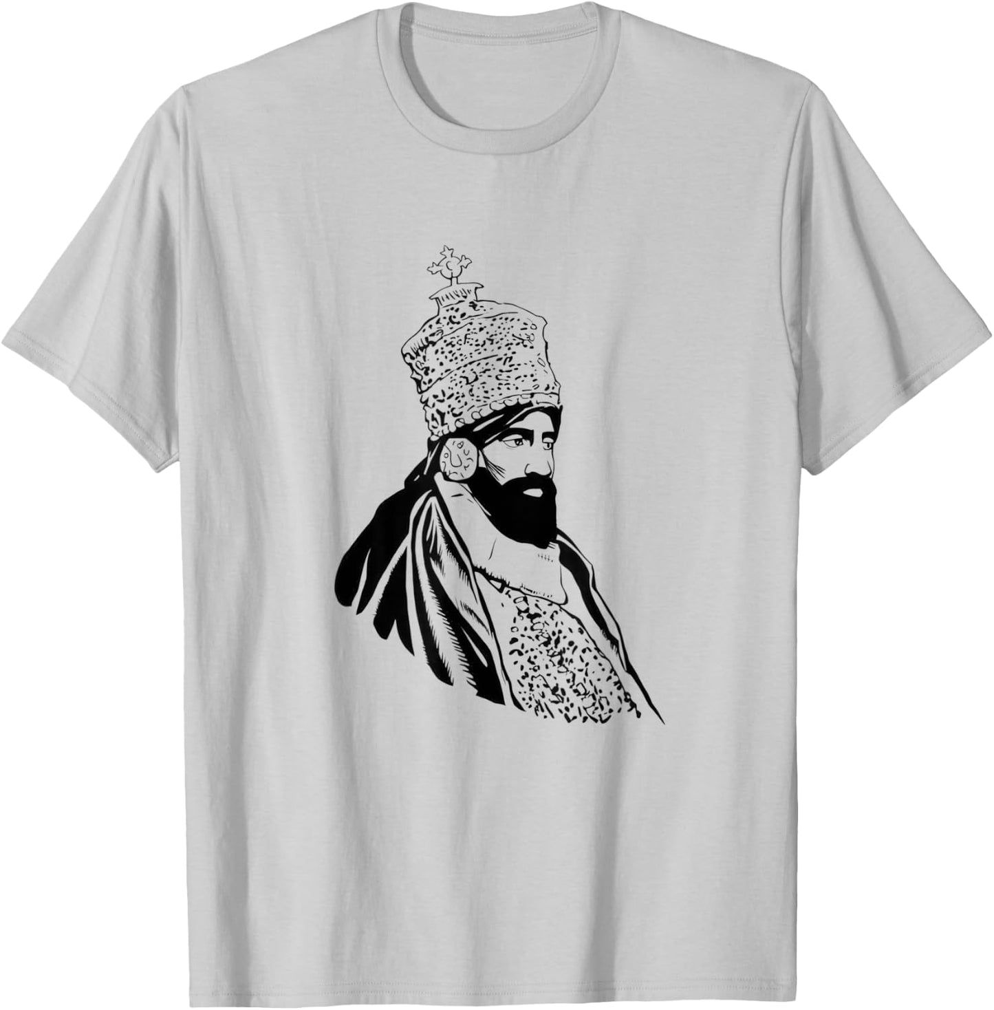 Haile Selassie Ethiopian King of Crown Jamaican Rasta T-Shirt - T-Shirt | Ash