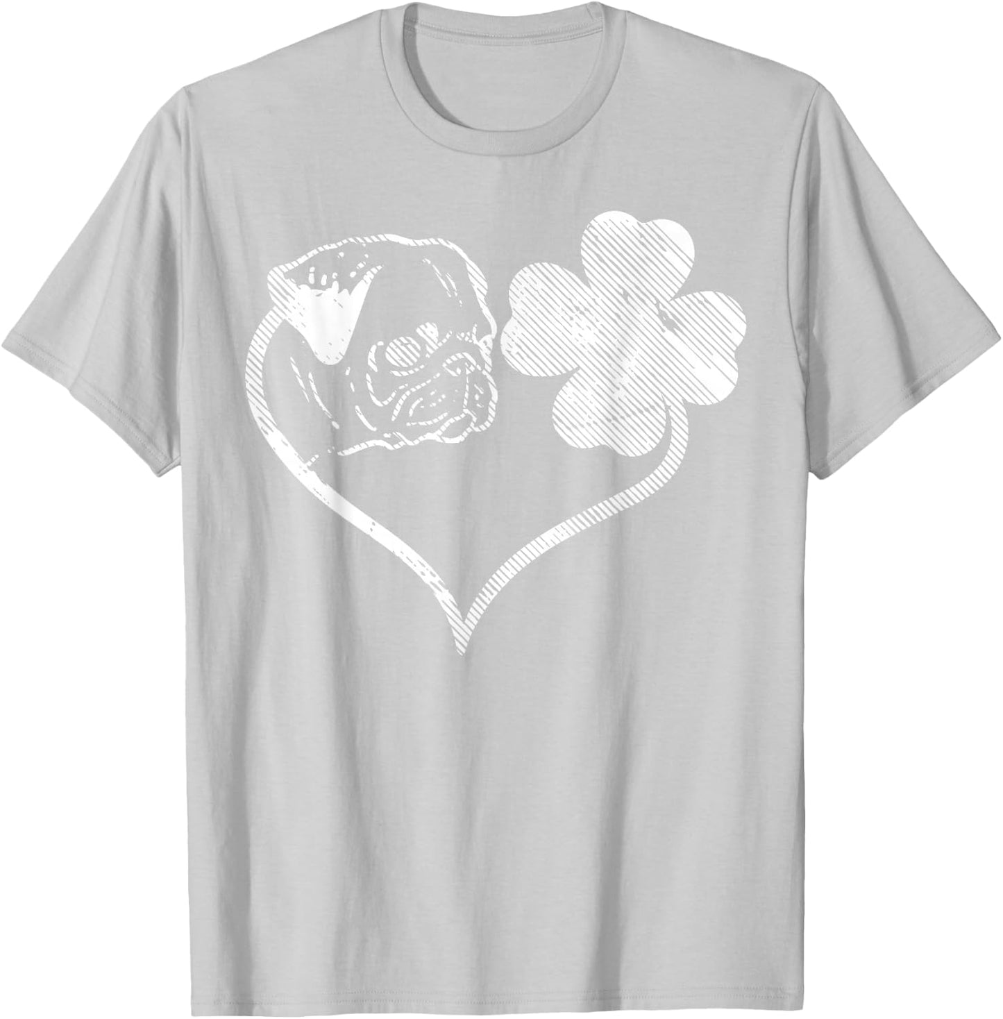 Irish Pug Face Shamrock Clover St Patricks Day Dog Owner T-Shirt - T-Shirt | Ash