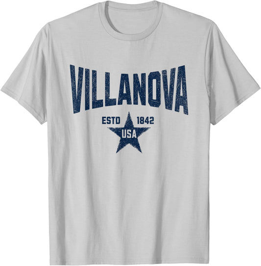 Visit Blue Villanova Pennsylvania Vintage Athletic Souvenir T-Shirt - T-Shirt | Ash