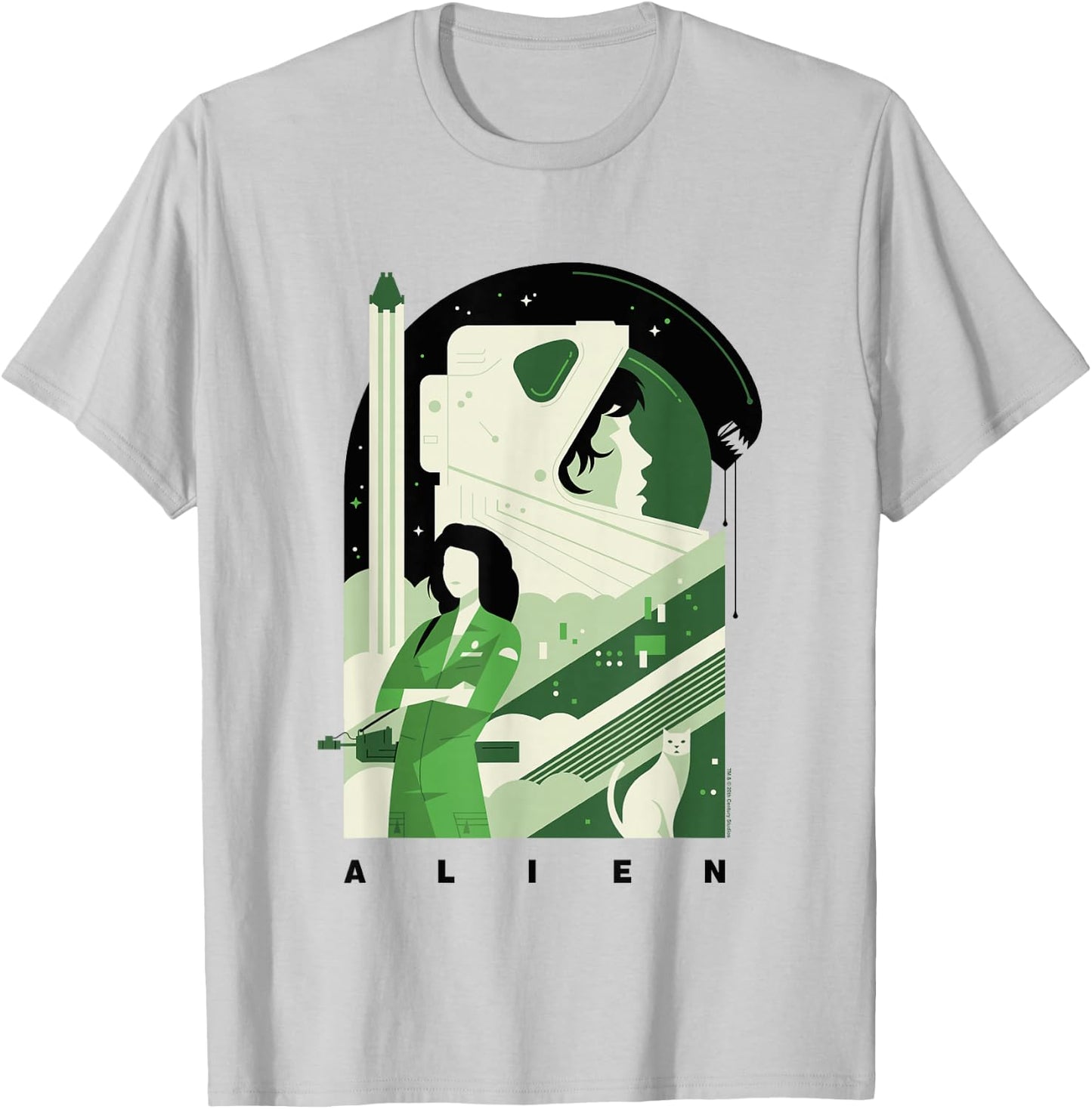 Aliens Iconic Strong Ellen Ripley Silhouette Chest Poster T-Shirt - T-Shirt | Ash