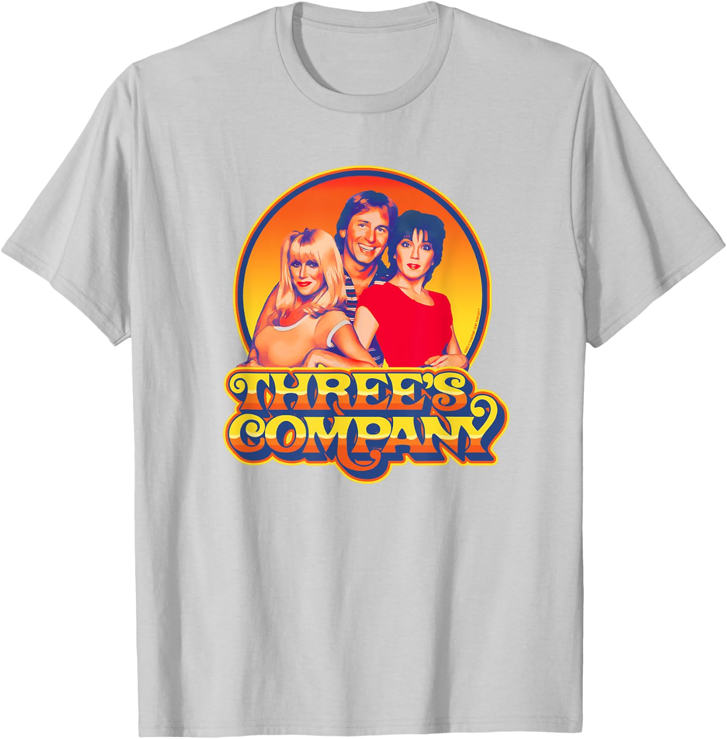 Three's Company 1980's Sunset Retro Jack Jan & Chrissy T-Shirt - T-Shirt | Ash