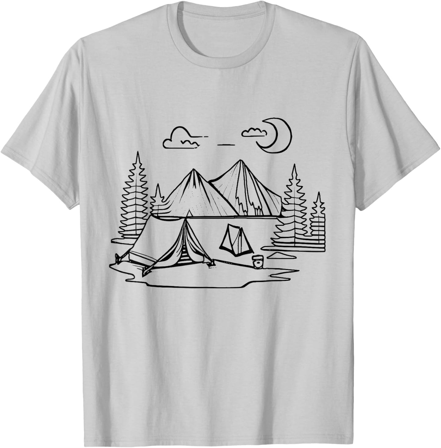 Tent camp Camping coloring and painting yourself coloring T-Shirt - T-Shirt | Ash