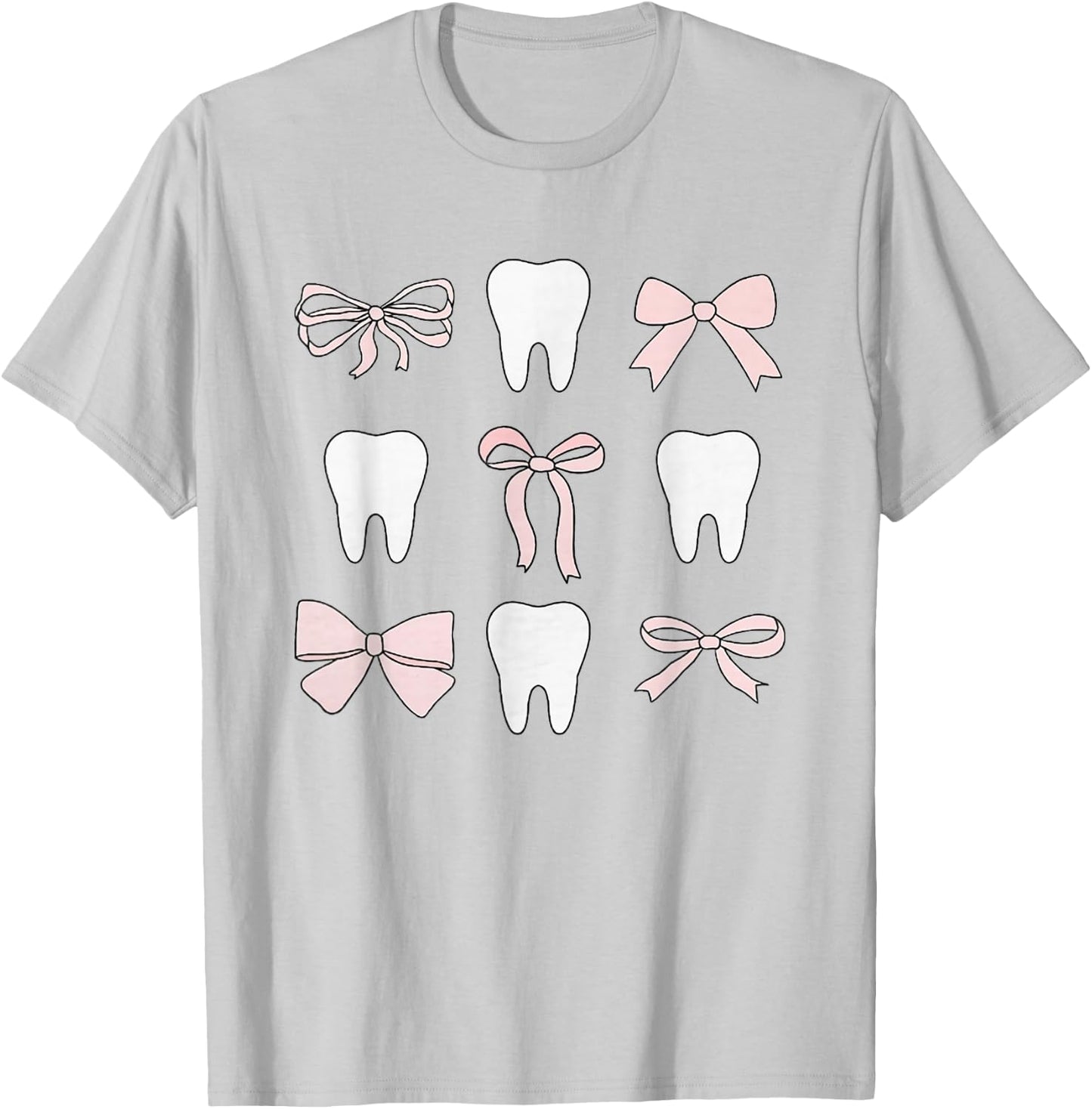Retro Coquette Pink Girly Dental Hygiene Teeth Graduation T-Shirt - T-Shirt | Ash