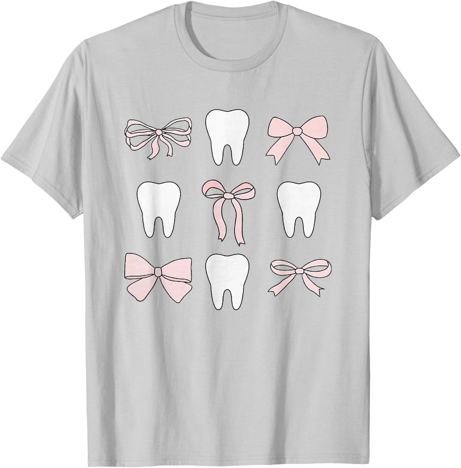 Retro Coquette Pink Girly Dental Hygiene Teeth Graduation T-Shirt - T-Shirt | Ash