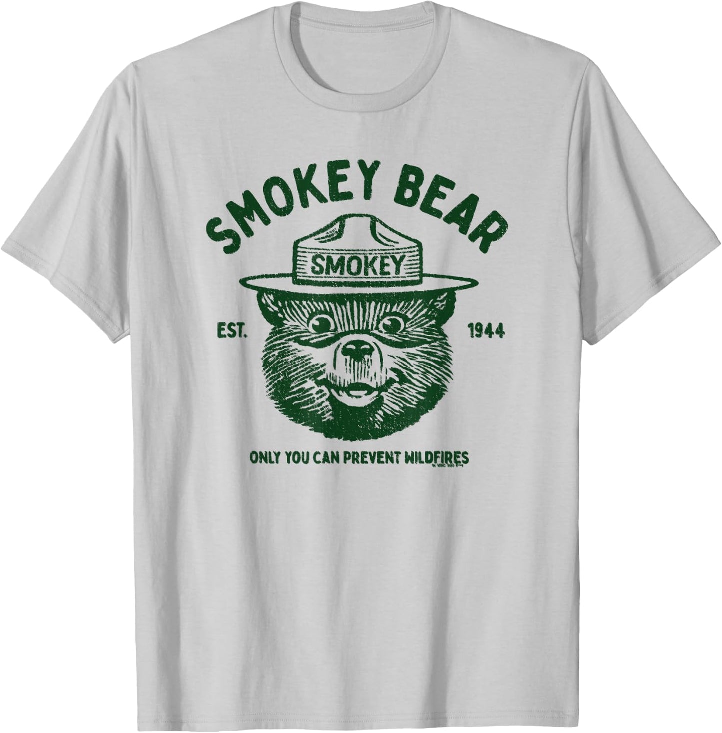 Vintage Smokey Bear Logo Only You Can Prevent Wildfires T-Shirt - T-Shirt | Ash