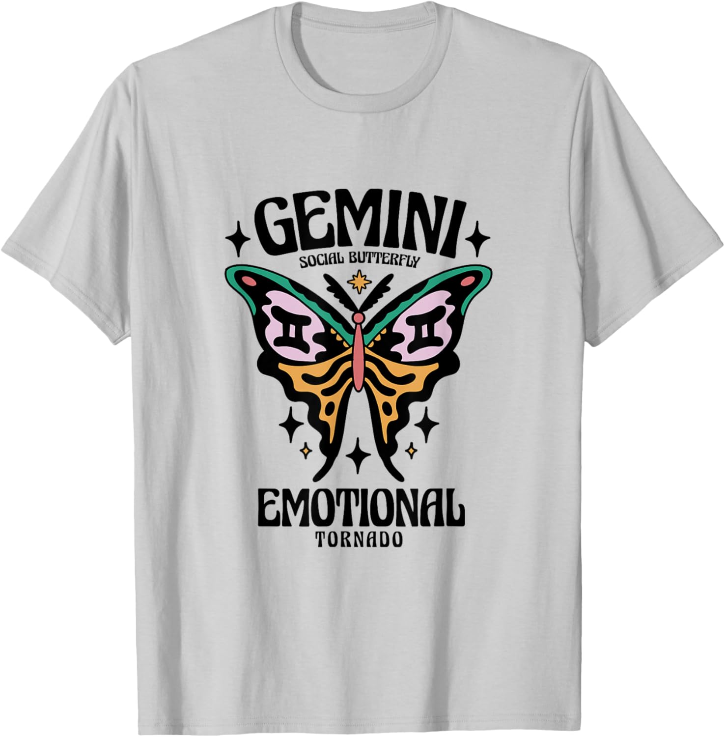 Gemini Social Butterfly Emotional Tornado Apparel T-Shirt - T-Shirt | Ash