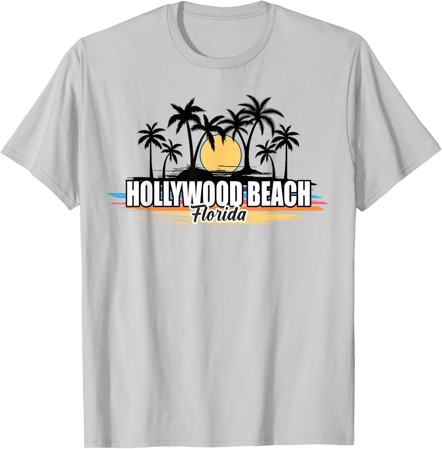 Hollywood Beach Florida Retro Surfing Beach T-Shirt - T-Shirt | Ash
