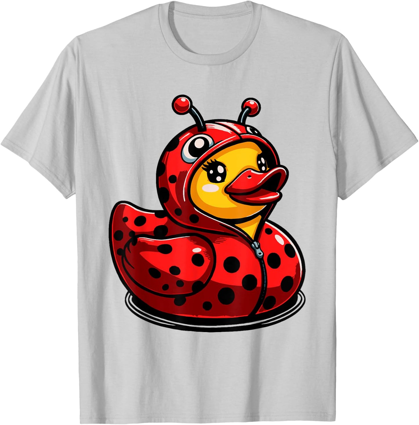 Ladybugs Ducks Ladybug Duck Lady Beetles Duckling - -Kids, Grey, Small, Short Sleeve, Cartoon, Halloween T-Shirt - T-Shirt | Ash