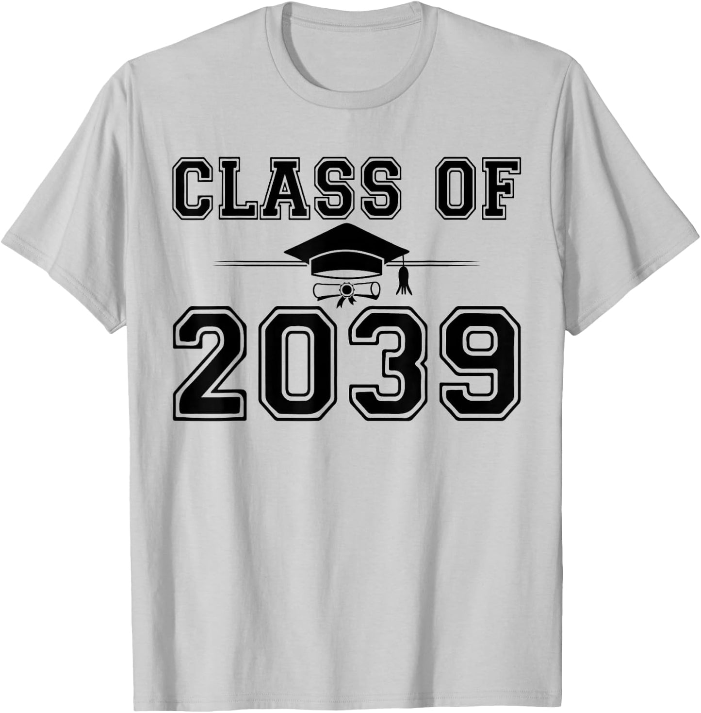 Class of 2039 Grow With Me Graduation Handprint On Back T-Shirt - T-Shirt | Ash