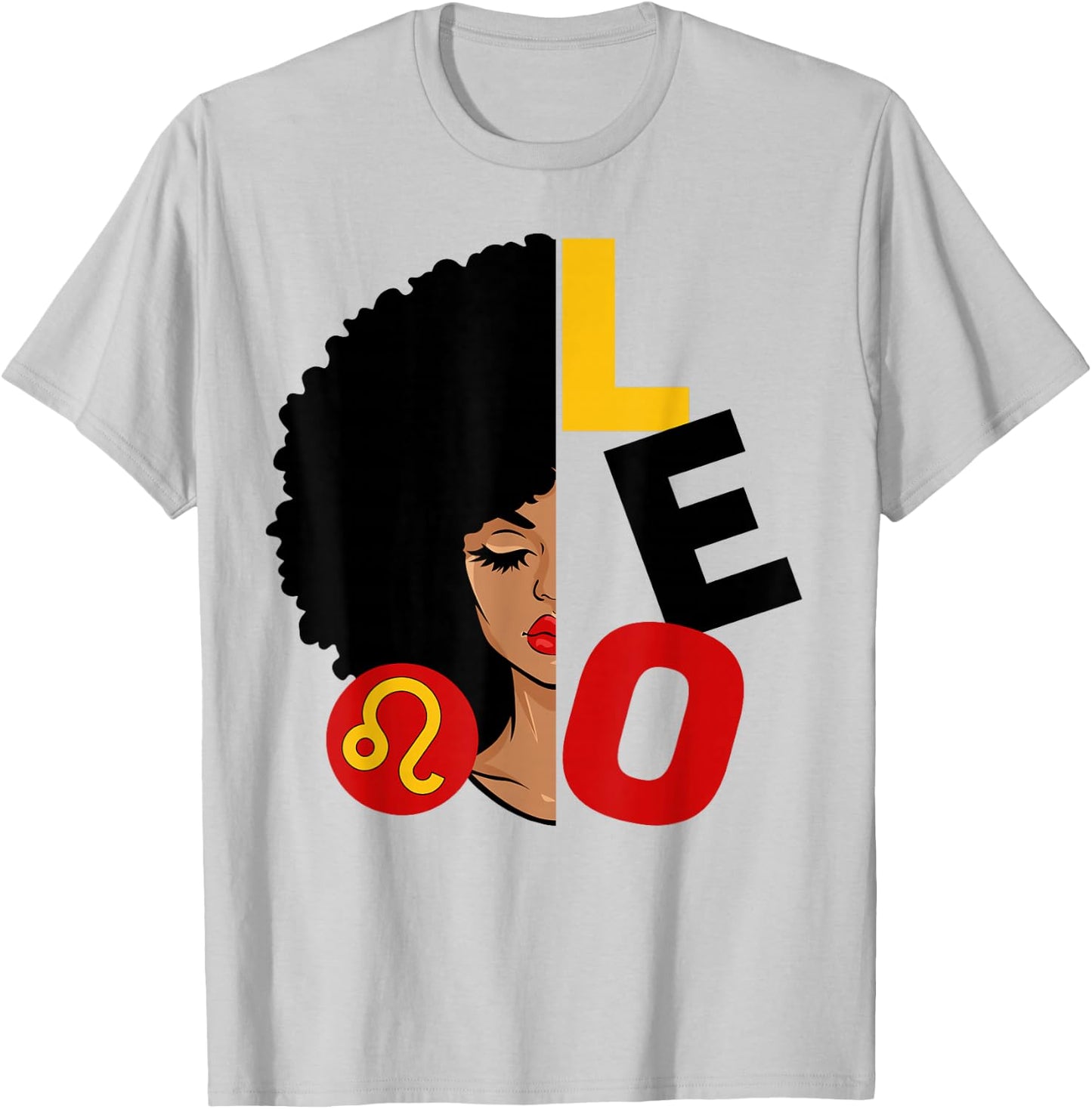 Leo Queen Afro Black Woman Melanin Girl Zodiac Sign T-Shirt - T-Shirt | Ash