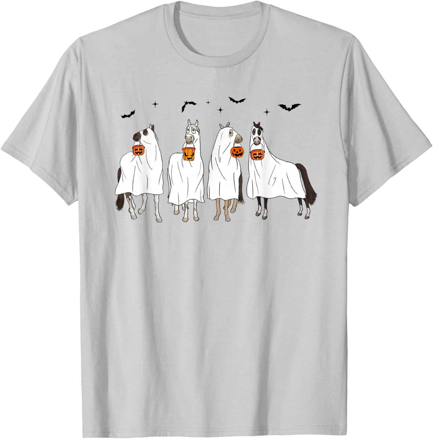 Halloween Horse Ghost Horse Western Spooky Horse Pumpkins T-Shirt - T-Shirt | Ash