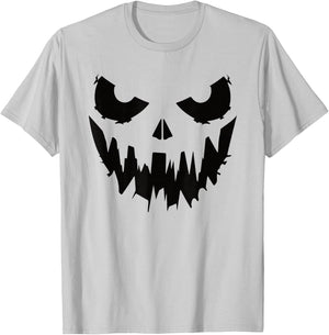 Scary Pumpkin Face Jack O Lantern Halloween Men Women Kids T-Shirt - T-Shirt | Ash
