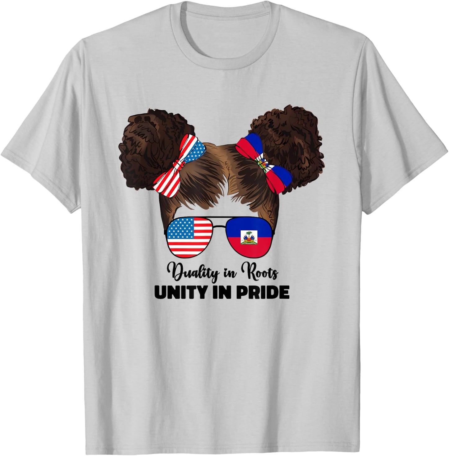 Half Haitian And American America Haiti Usa Flag Kids Girl T-Shirt - T-Shirt | Ash
