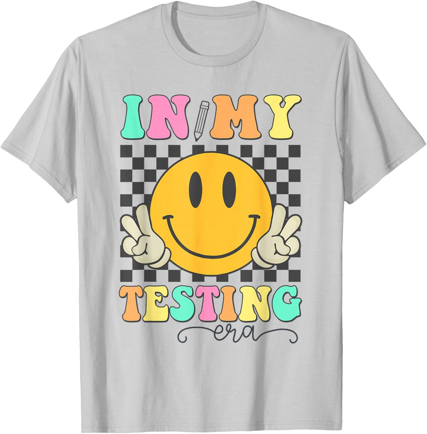 In My Testing Era Rock The Test Testing Day Smile Hippie Kid T-Shirt - T-Shirt | Ash