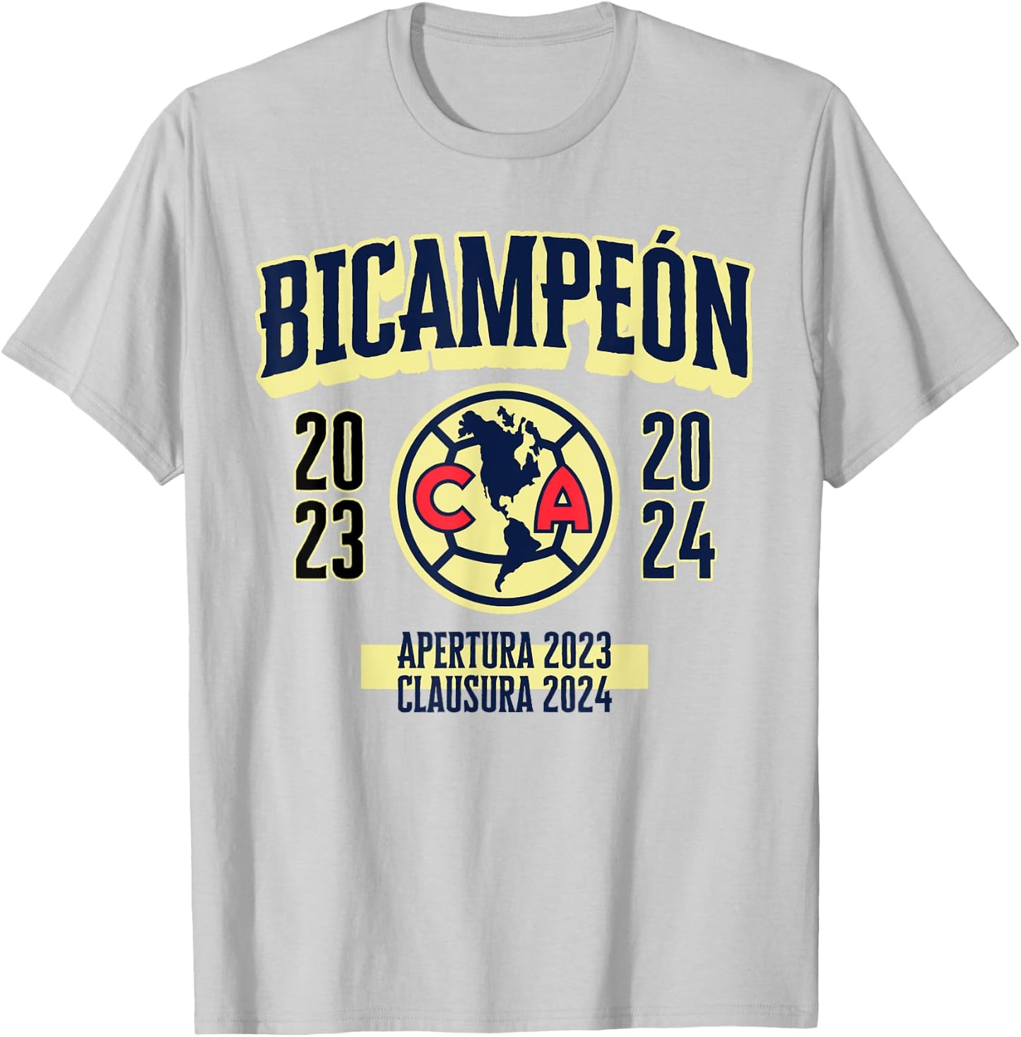 Club America Bicampeon Torneo Apertura 2023 - Clausura 2024 T-Shirt - T-Shirt | Ash