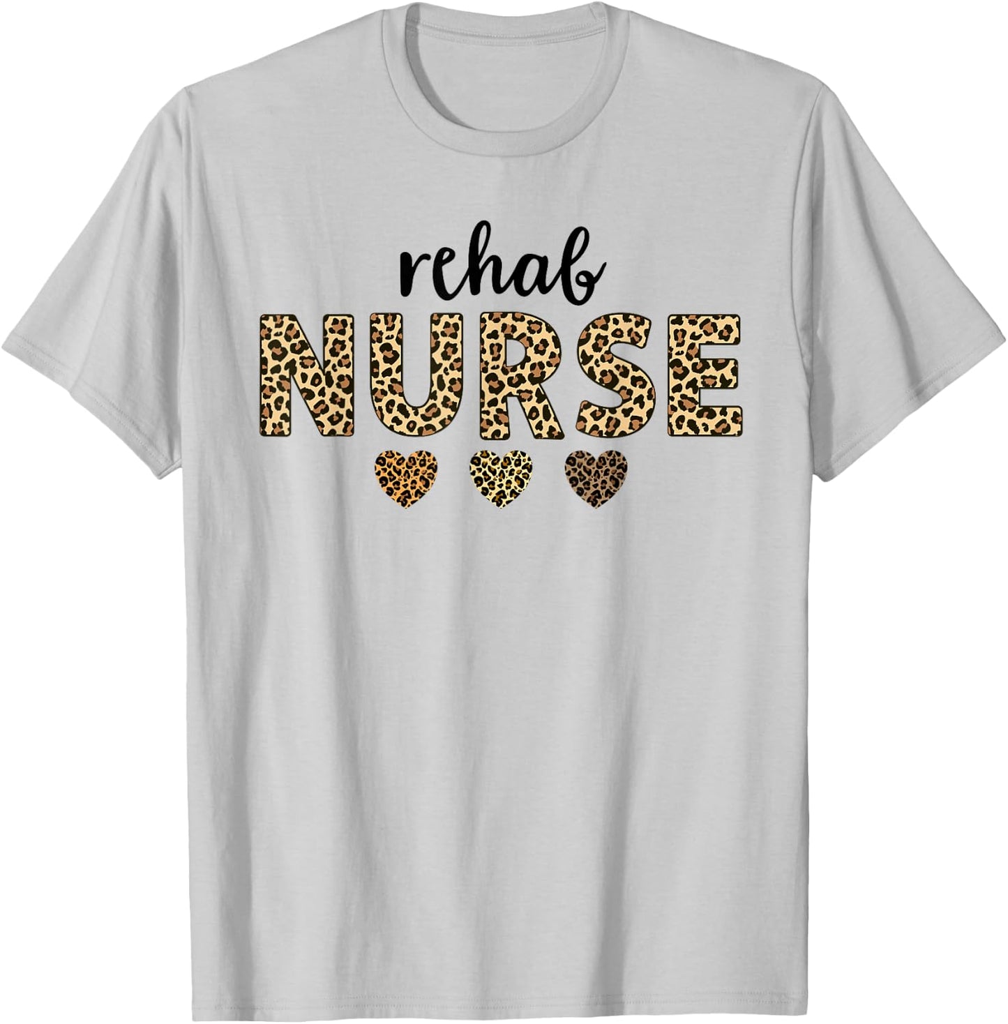 rehab Nurse Leopard Hearts Team Squad Matching Group T-Shirt - T-Shirt | Ash