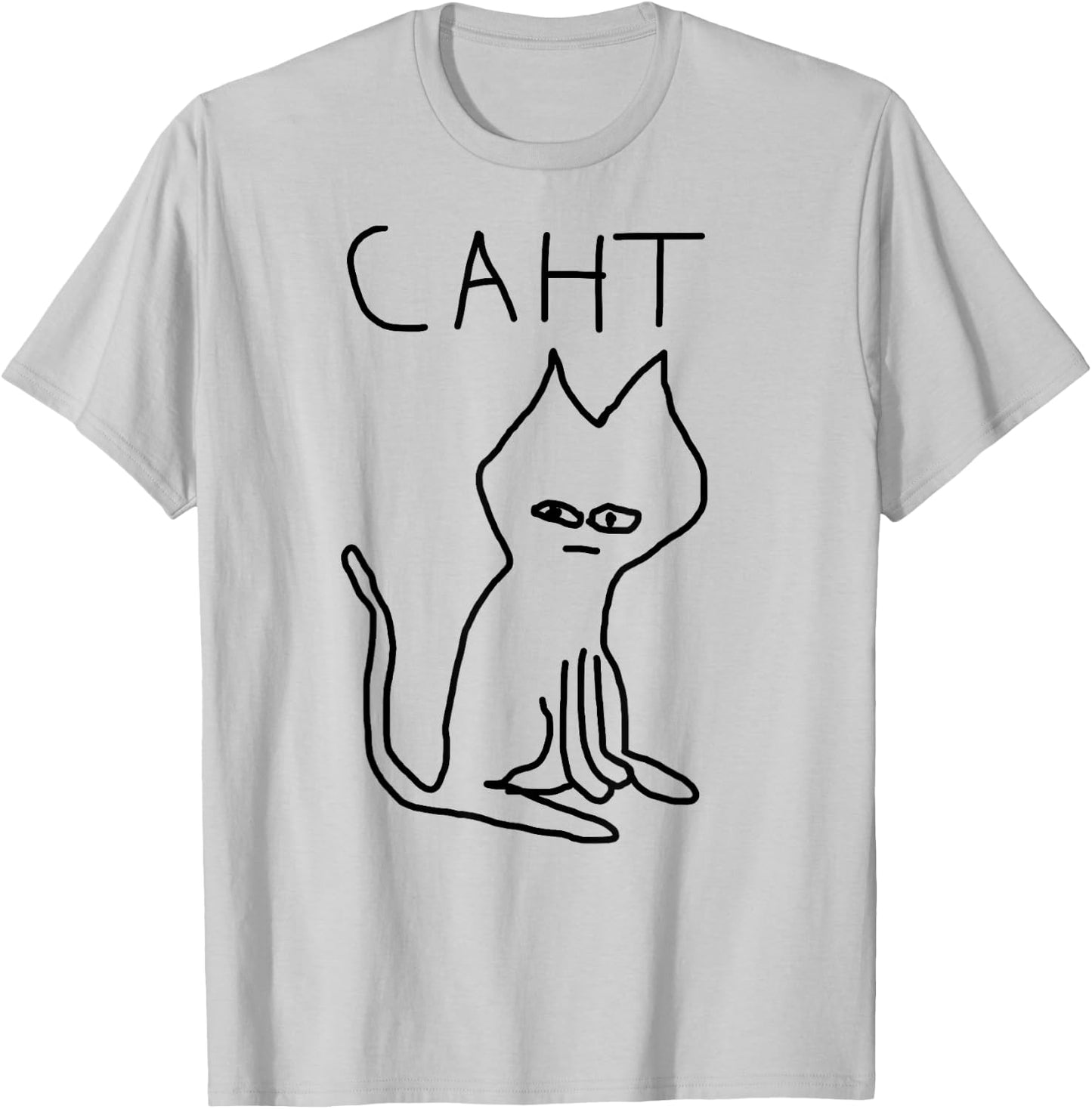 Caht Meme Terribly Drawn Cringe Cat Graphic Weird Absurd T-Shirt - T-Shirt | Ash