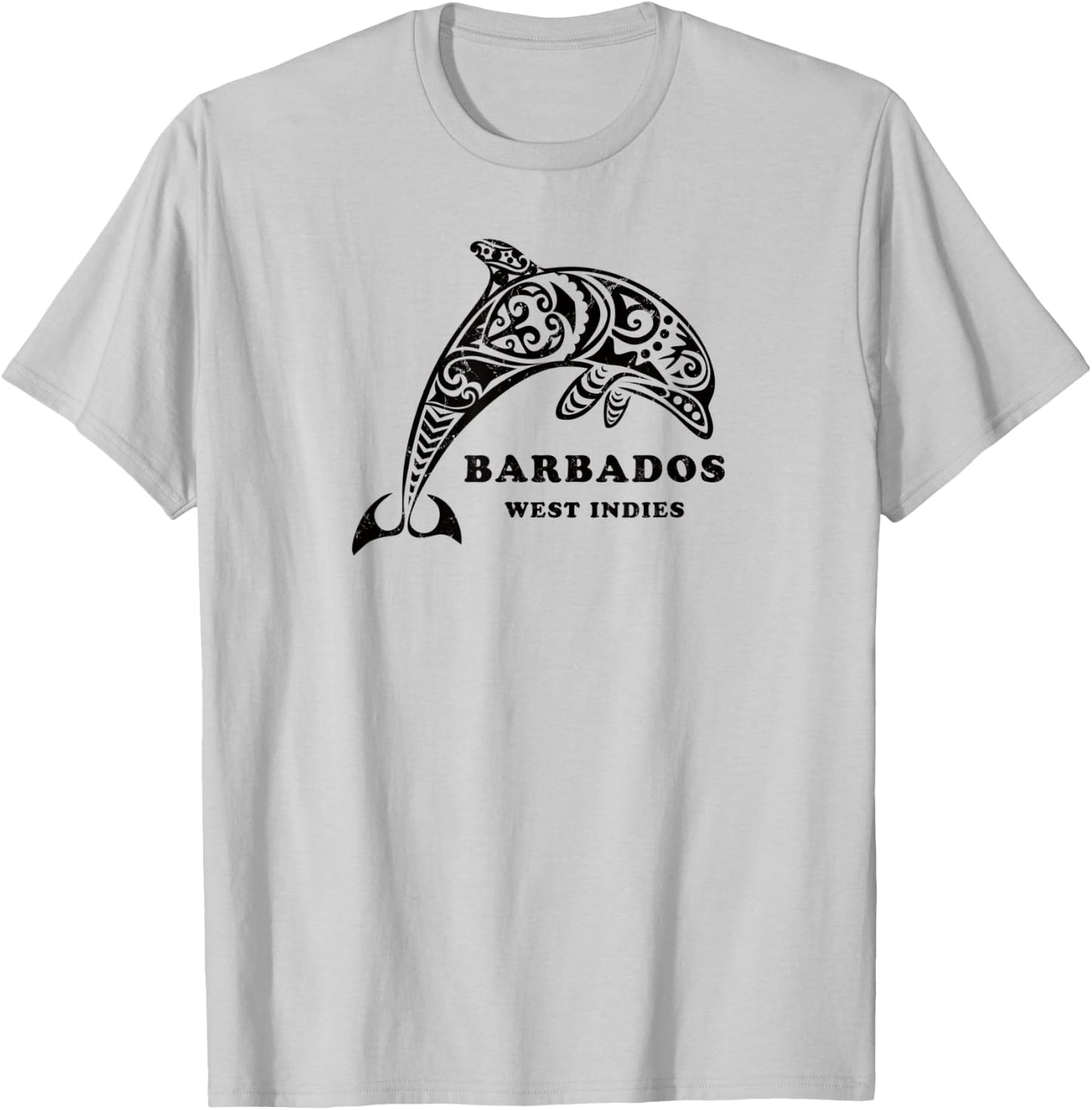 Barbados, West Indies Vintage Tribal Dolphin Vacation T-Shirt - T-Shirt | Ash
