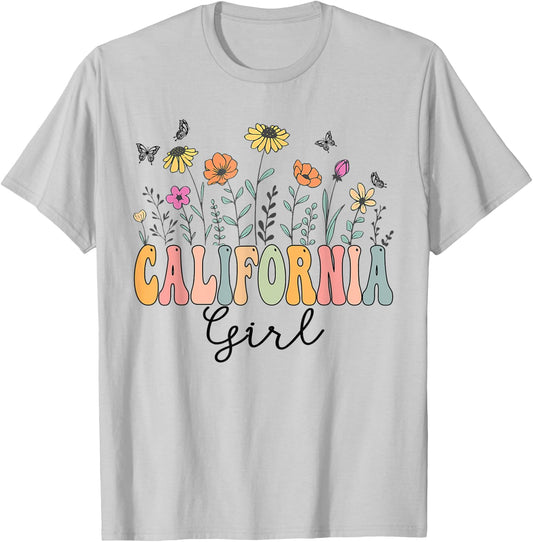 California Girl Wildflower Groovy California Lover T-Shirt - T-Shirt | Ash