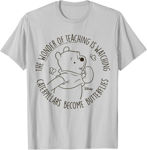 Winnie The Pooh - Pooh Caterpillars Become Butterflies T-Shirt - T-Shirt | Ash