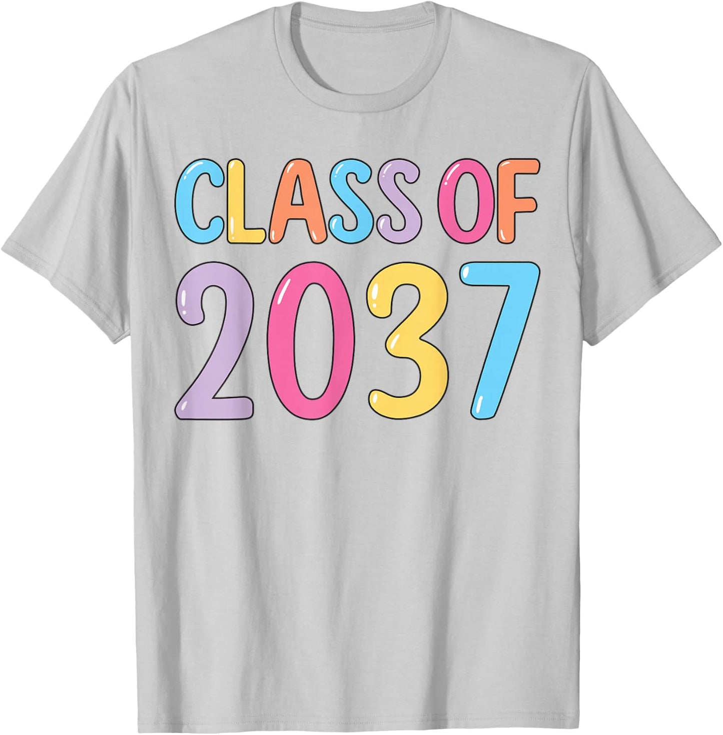 Class of 2037 Grow With Me K to 12 Grade Handprints On Back T-Shirt - T-Shirt | Ash