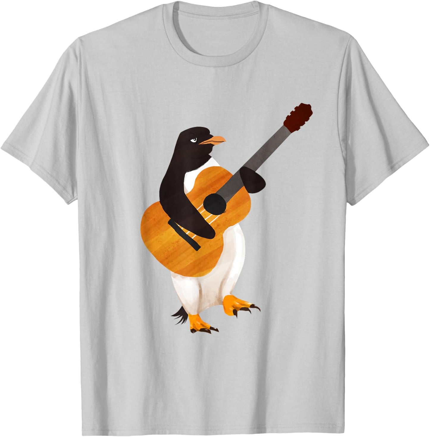 Penguin Arctic Bird Acoustic Guitar - Guitarist T-Shirt - T-Shirt | Ash