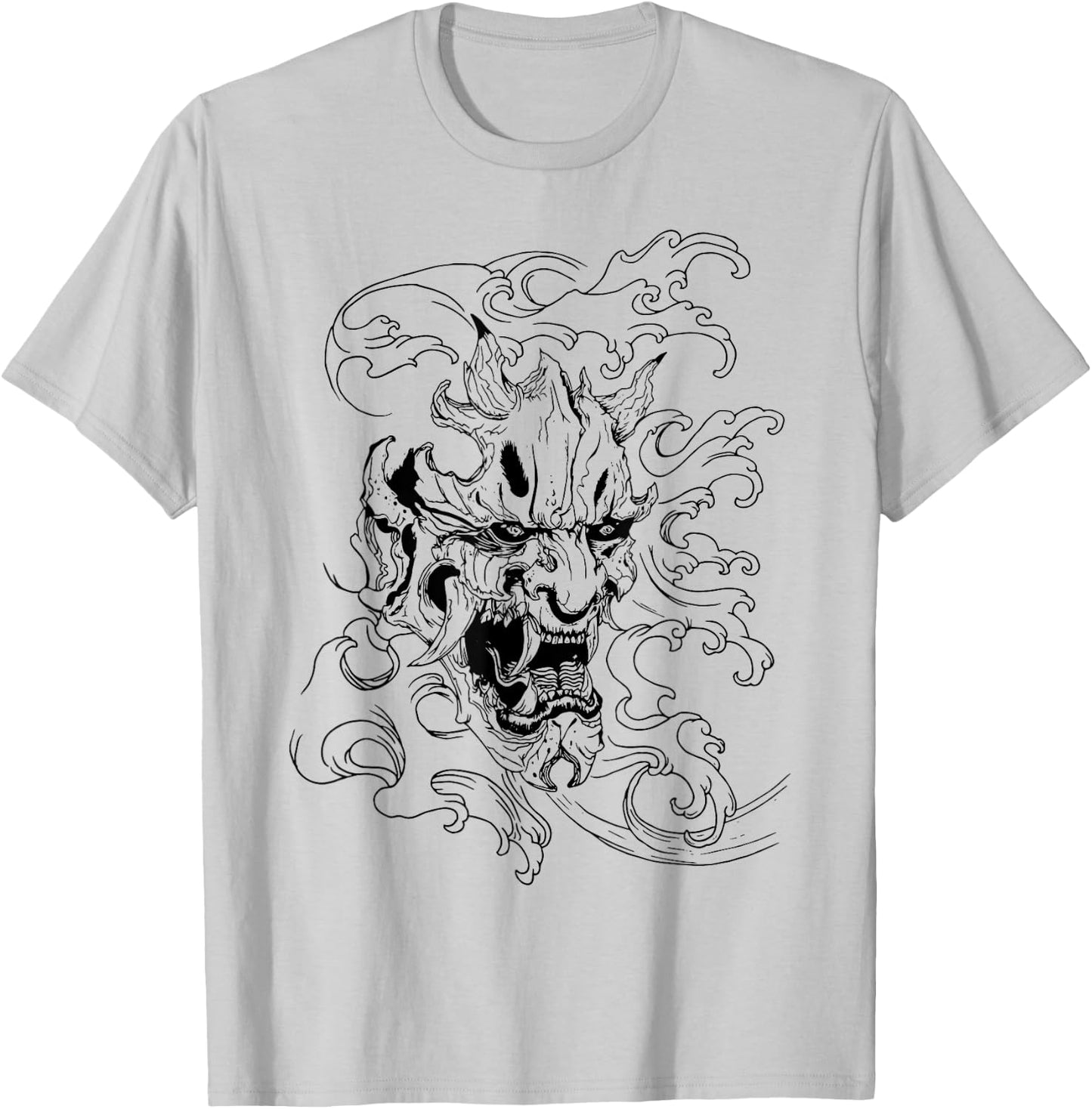 Japanese Oni T-Shirt - T-Shirt | Ash