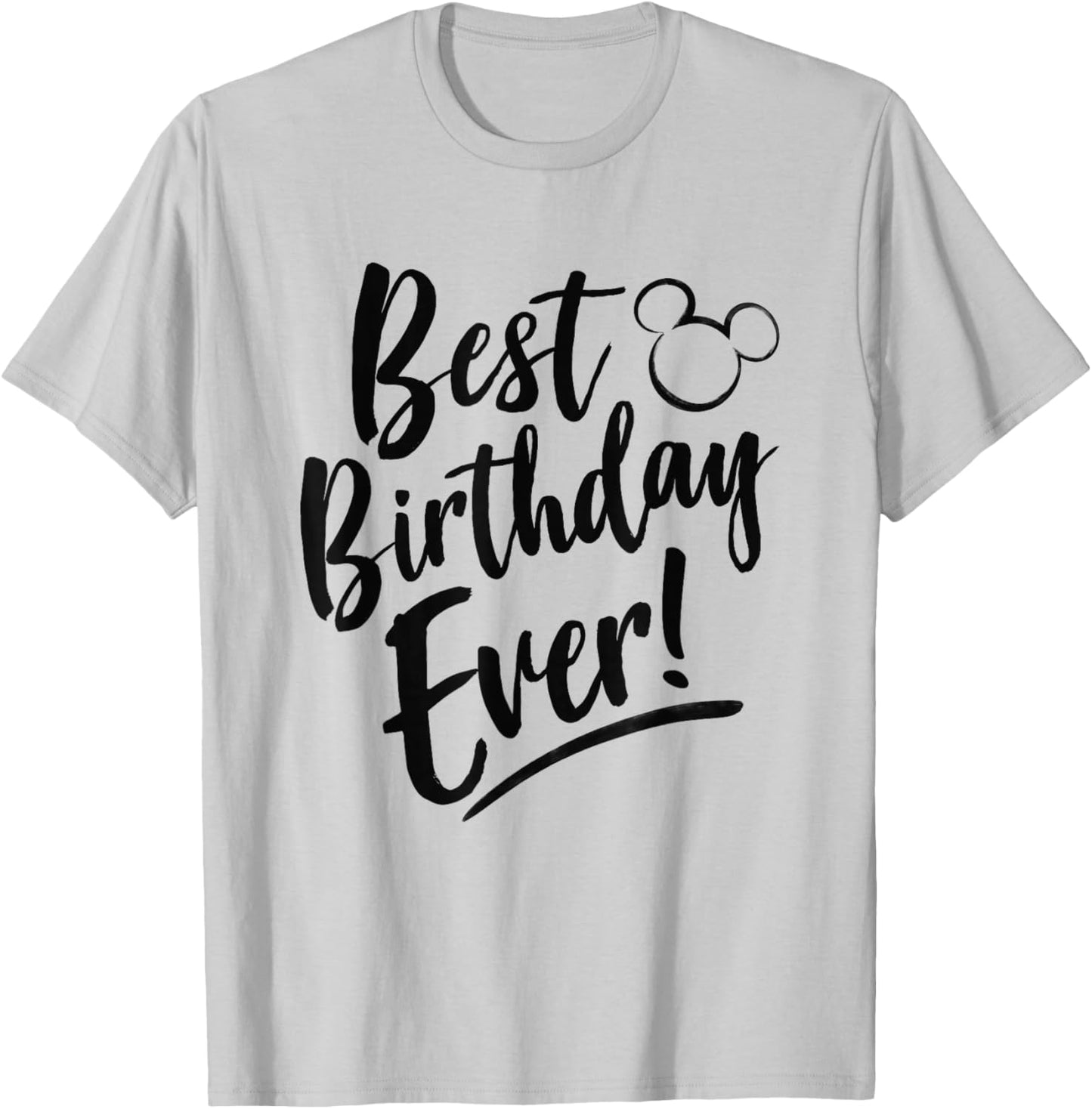Disney Mickey And Friends Best Birthday Ever Classic Logo T-Shirt - T-Shirt | Ash