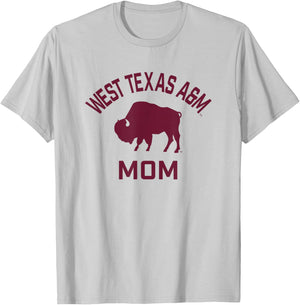 West Texas A&M WTAMU Buffaloes Arched Mom T-Shirt - T-Shirt | Ash