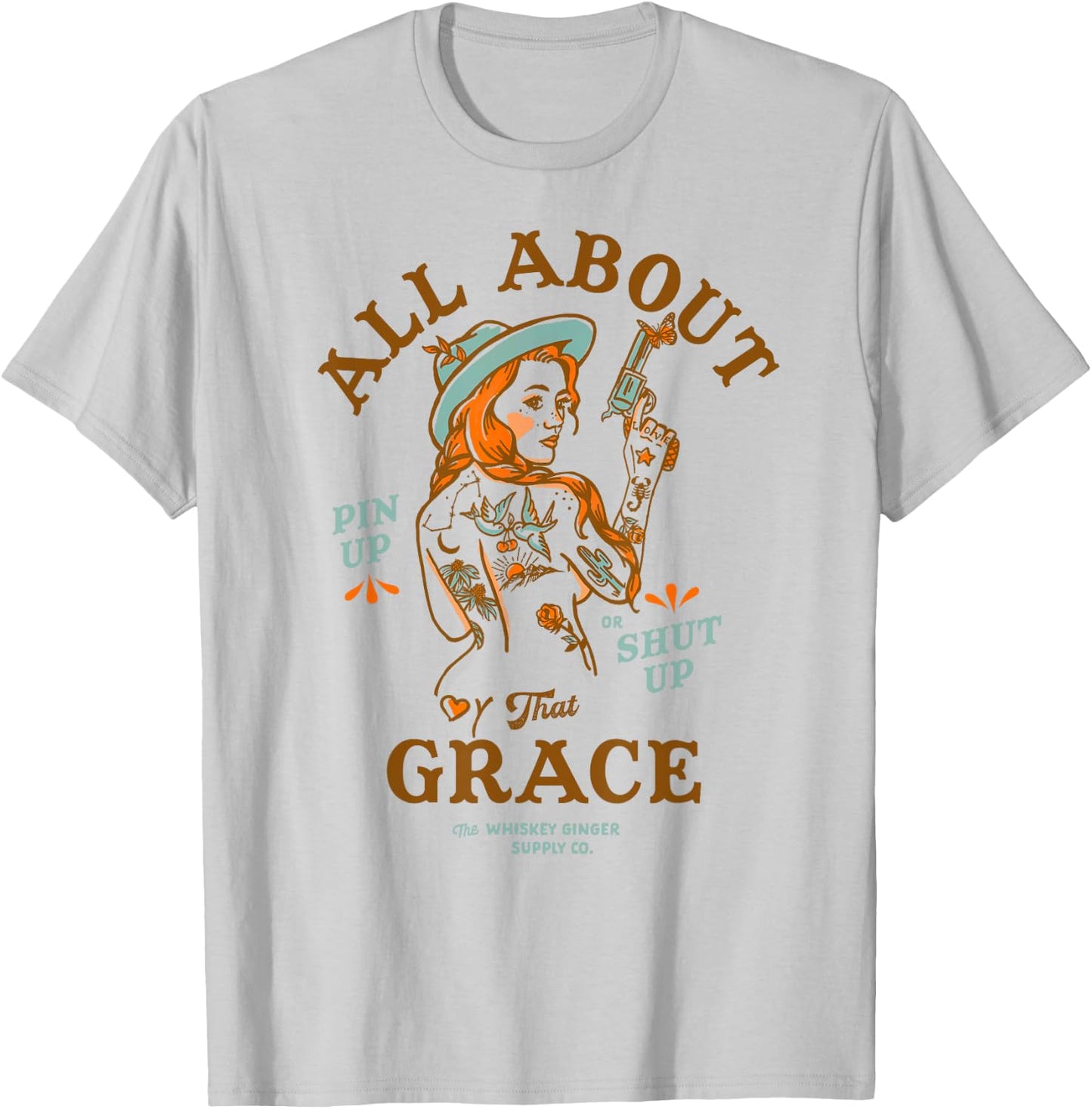 That Grace Women's Shirt Badass Redhead Tattoo Pin Up Girl T-Shirt - T-Shirt | Ash