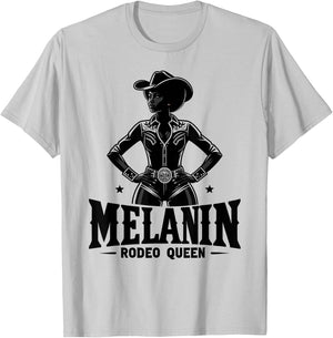 Melanin Rodeo Queen, Vintage African American Cowgirl T-Shirt - T-Shirt | Ash