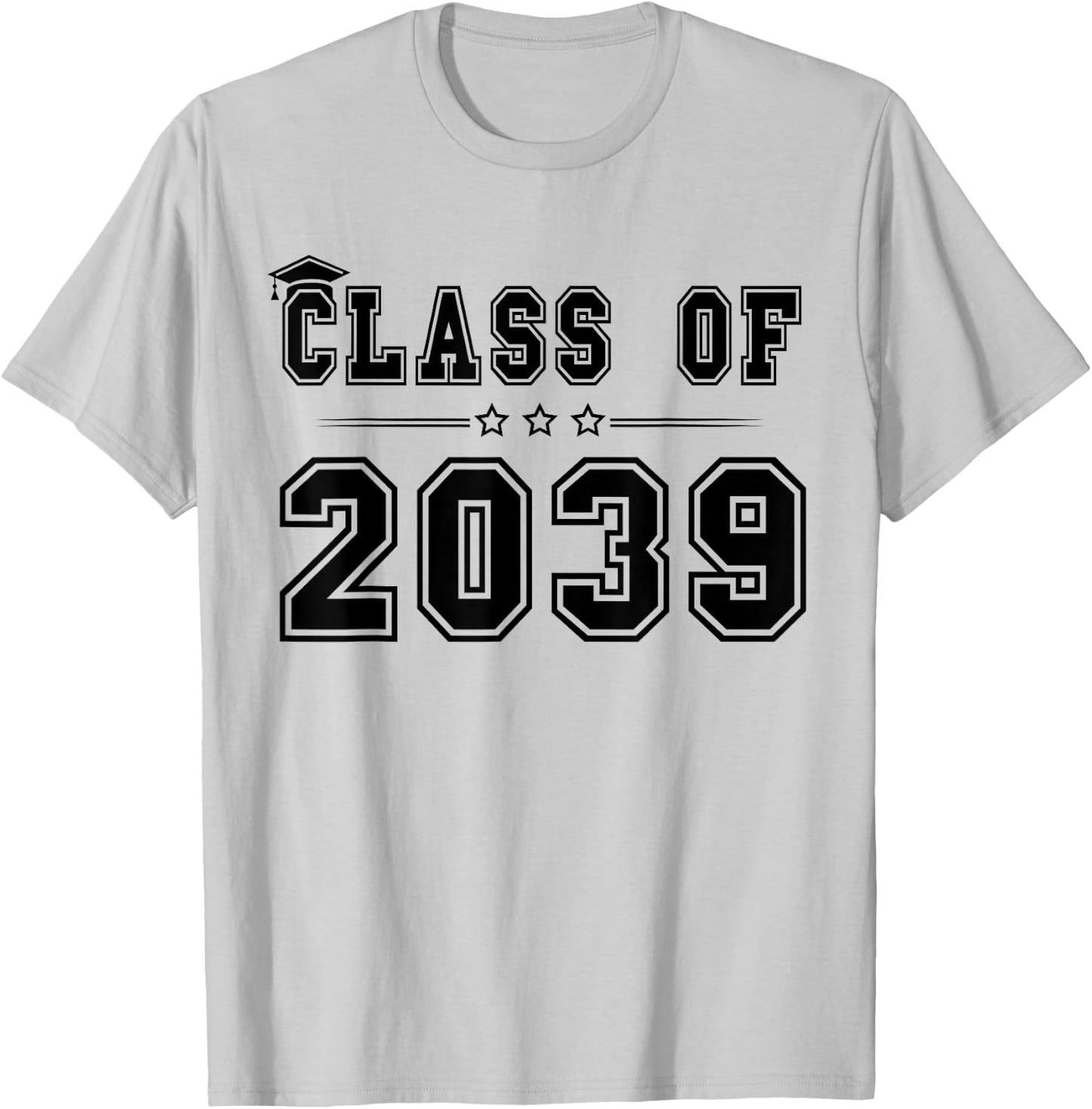 Class of 2039 Grow With Me Graduation Handprint On Back T-Shirt - T-Shirt | Ash
