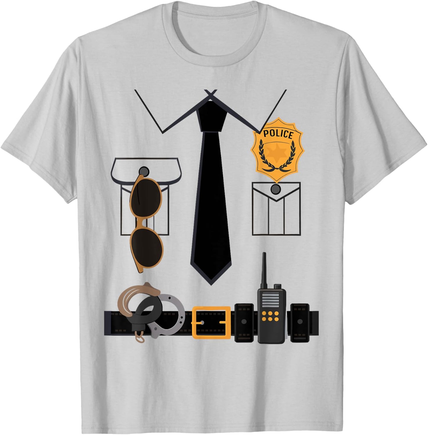 Police Costume For Kids & Adults Halloween Police Officer T-Shirt - T-Shirt | Ash