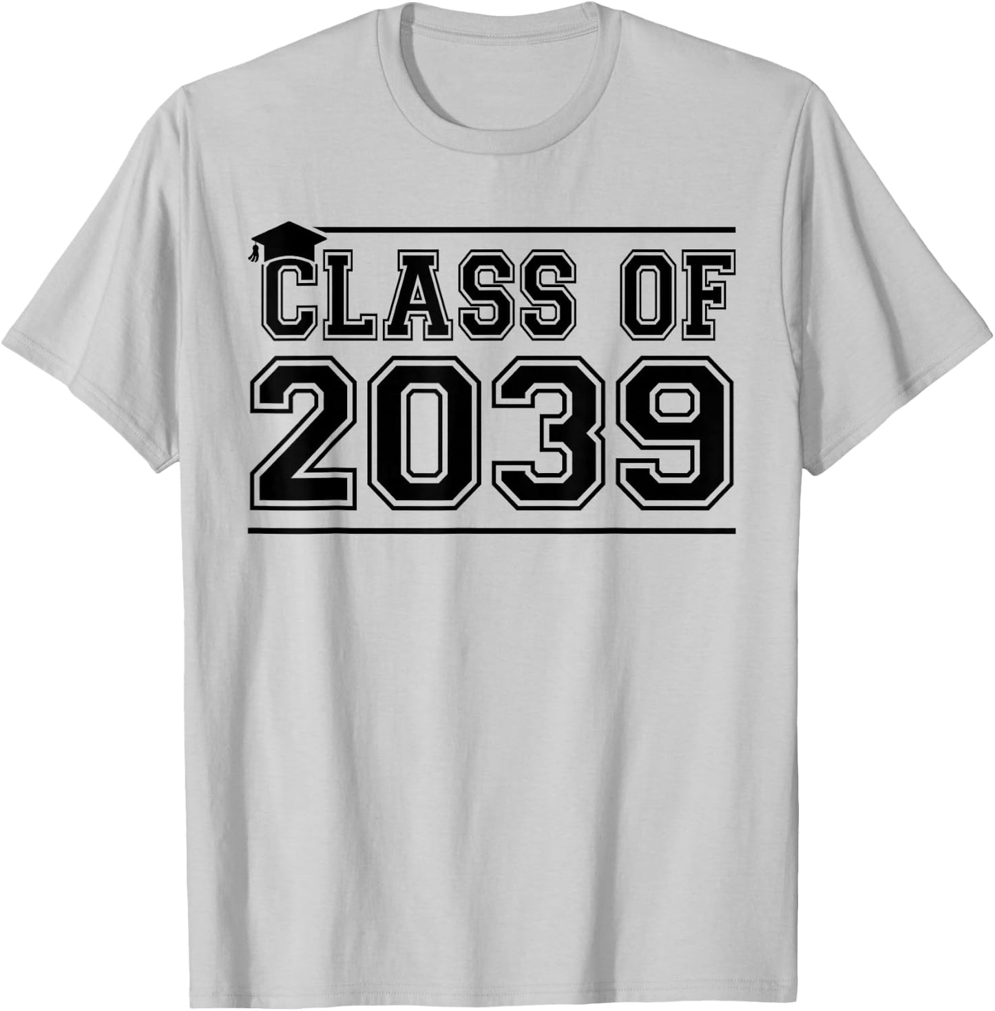 Class of 2039 Grow With Me Handprints On Back K to 12 Grade T-Shirt - T-Shirt | Ash