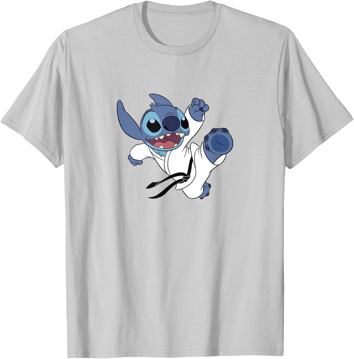 Disney Lilo & Stitch Karate Kick Black Belt Cute Logo T-Shirt - T-Shirt | Ash