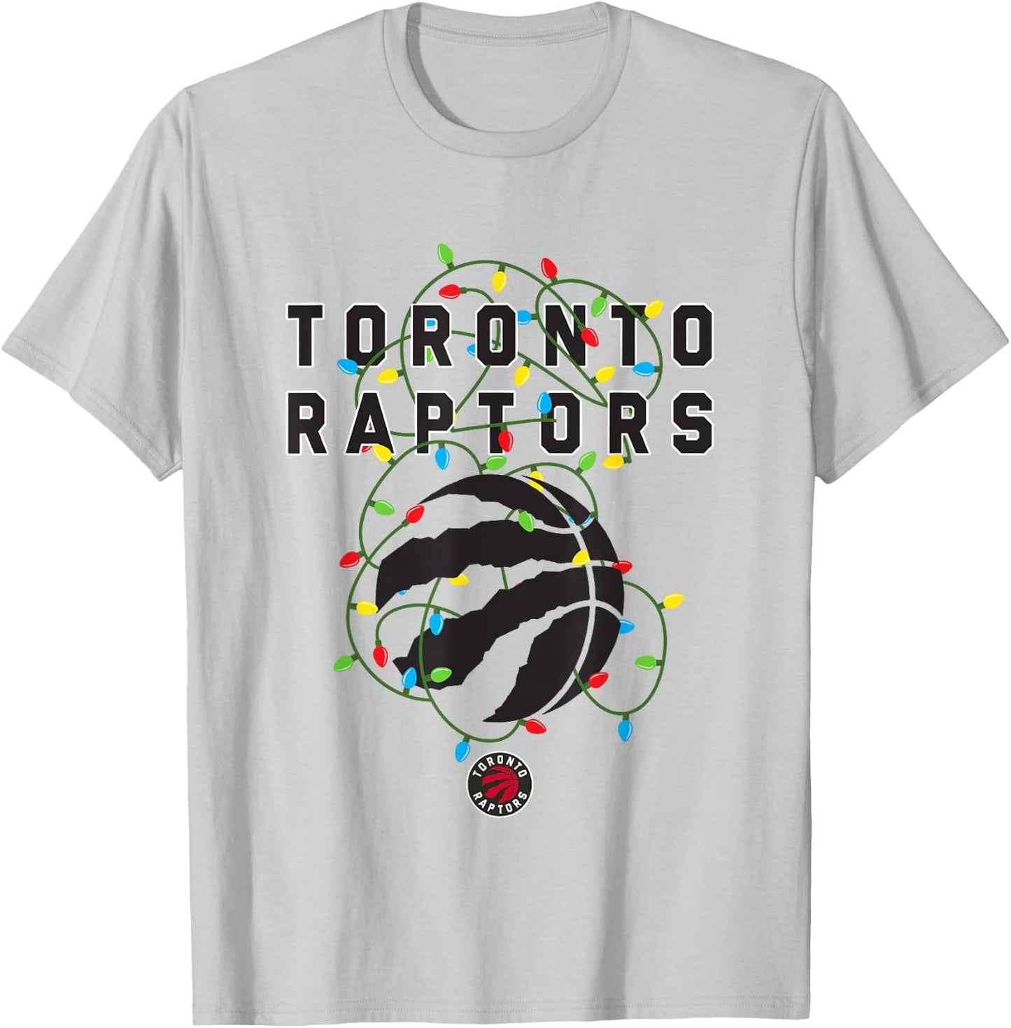 NBA Toronto Raptors Christmas Lights Holiday Logo T-Shirt - T-Shirt | Ash
