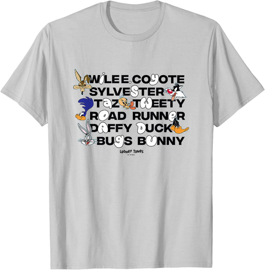 Looney Tunes Wile E. Coyote Sylvester Taz Tweety Road Runner T-Shirt - T-Shirt | Ash