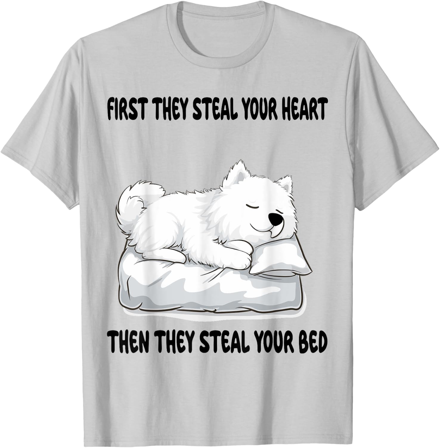 Samoyed Sleeping Pajamas Nightgown T-Shirt - T-Shirt | Ash