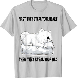 Samoyed Sleeping Pajamas Nightgown T-Shirt - T-Shirt | Ash