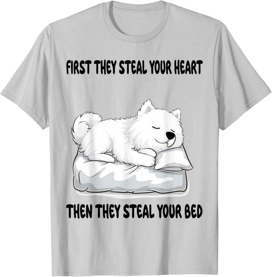 Samoyed Sleeping Pajamas Nightgown T-Shirt - T-Shirt | Ash