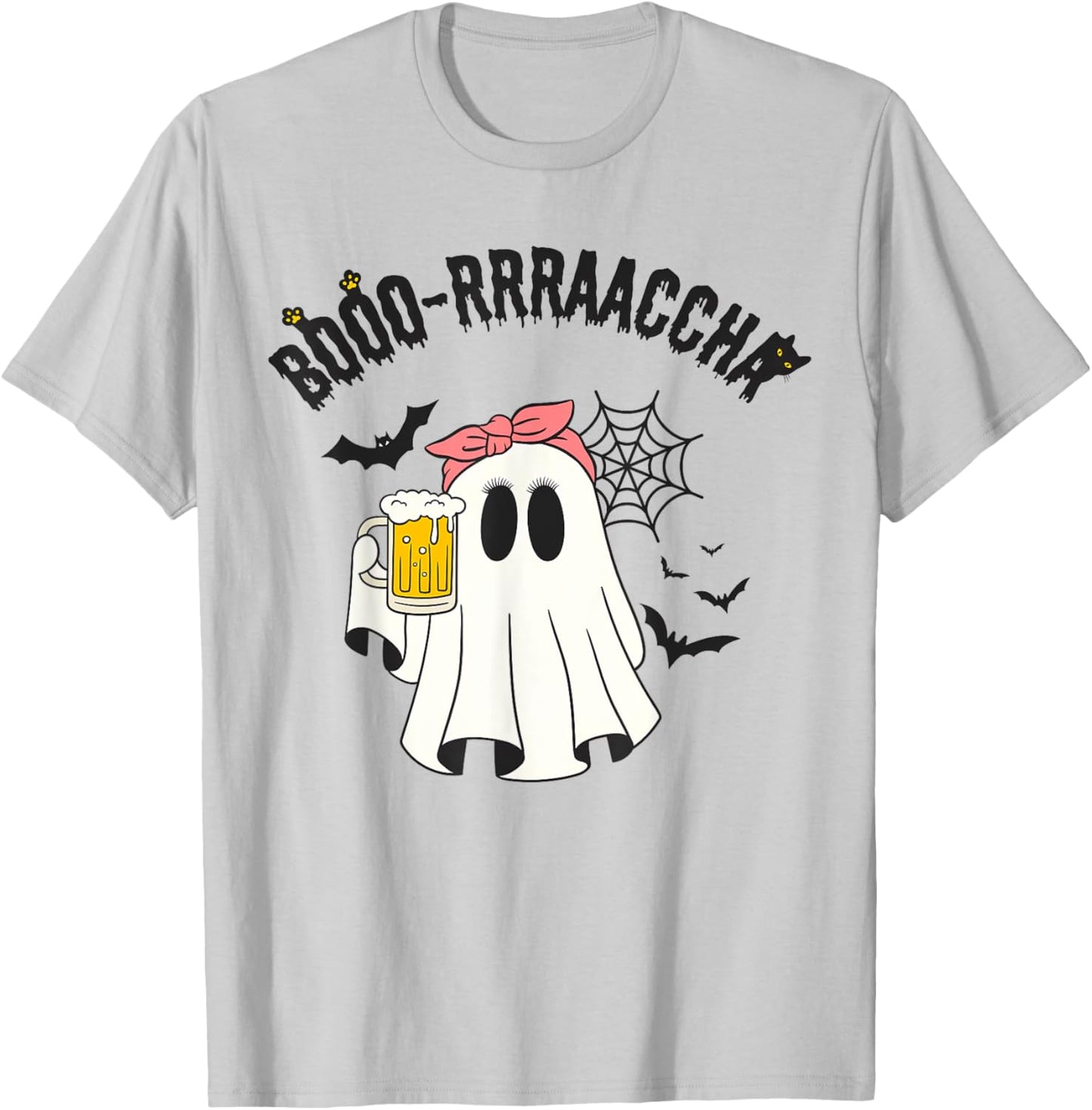Boo-racha Funny Halloween Ghost Beer Design Borracha Funny T-Shirt - T-Shirt | Ash
