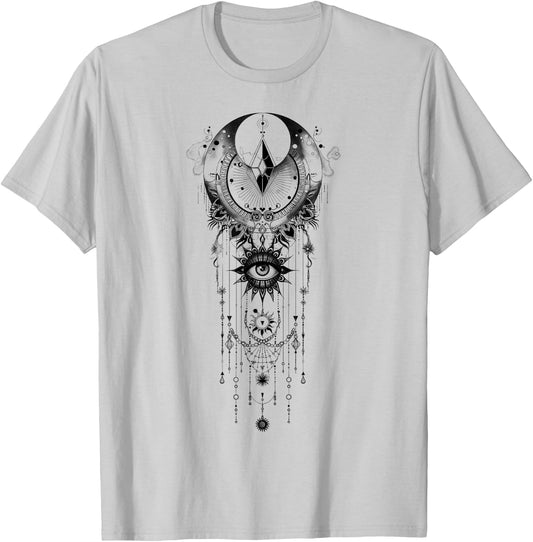 Celestial and Mystical Moon Goth T-Shirt - T-Shirt | Ash