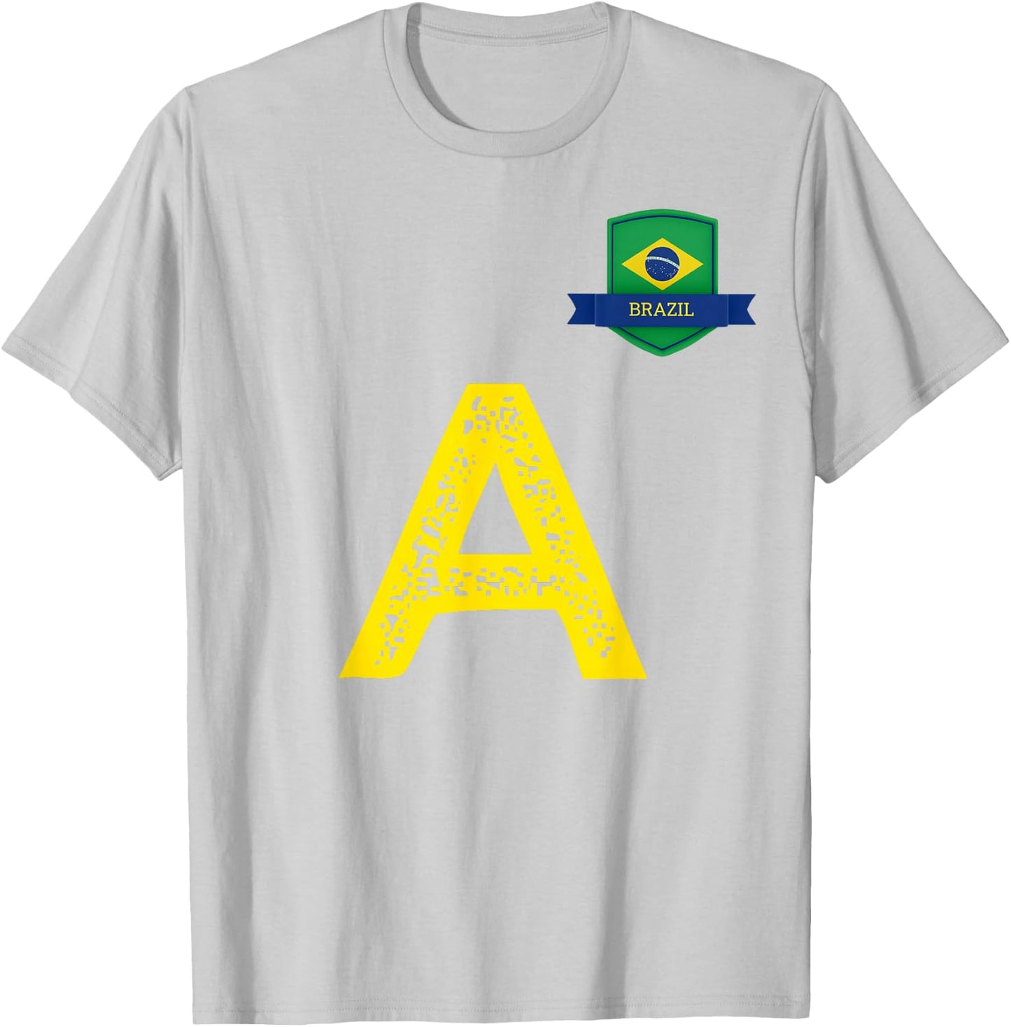Brazil Human-Flag Letter A Brazil T-Shirt - T-Shirt | Ash