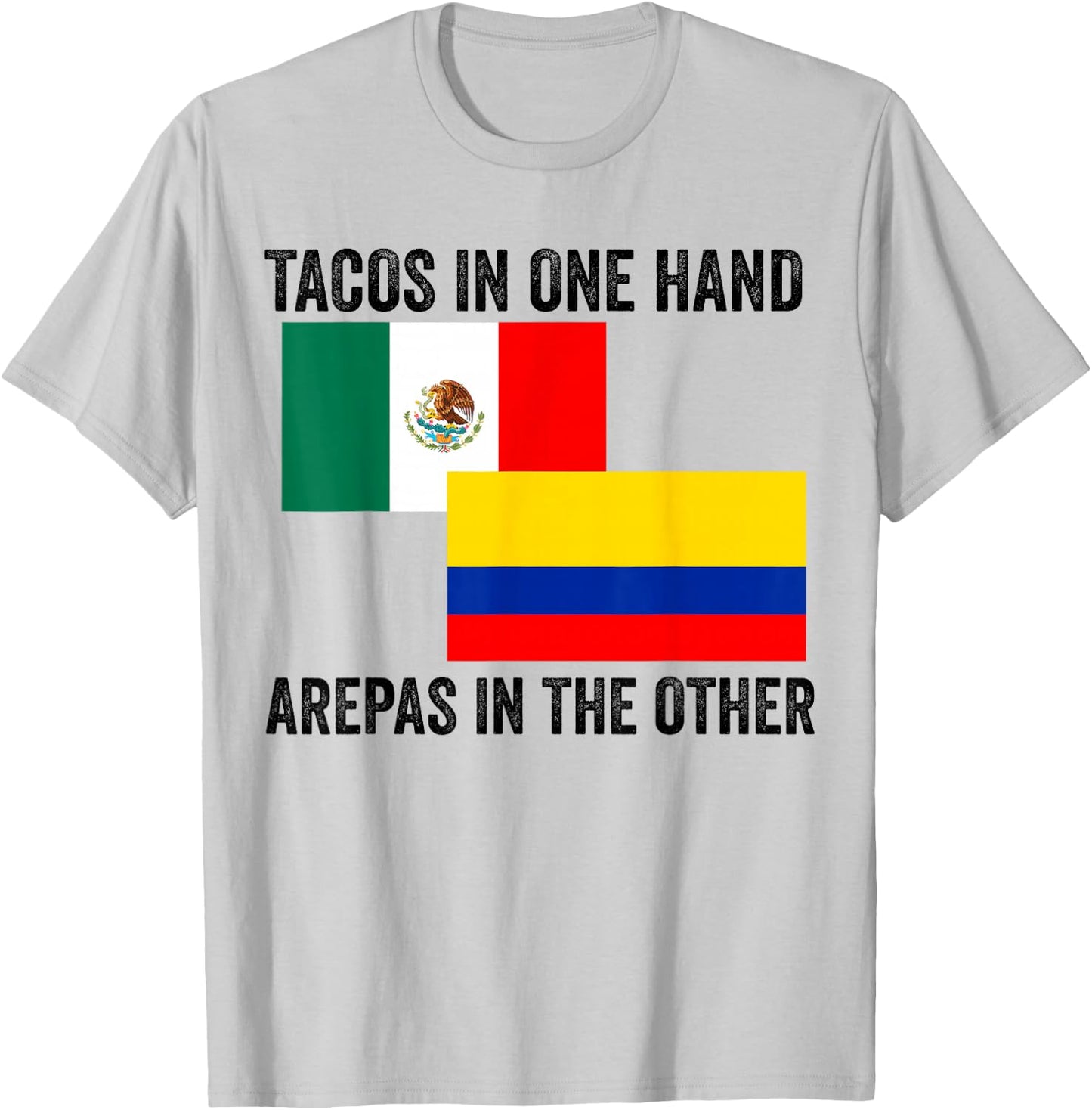 Half Colombian Half Mexican Flag 1/2 Heritage Pride T-Shirt - T-Shirt | Ash