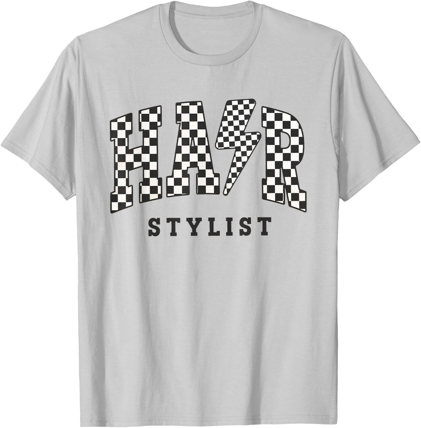 Retro Checkered Hair Stylist Graduation Cosmetology School T-Shirt - T-Shirt | Ash