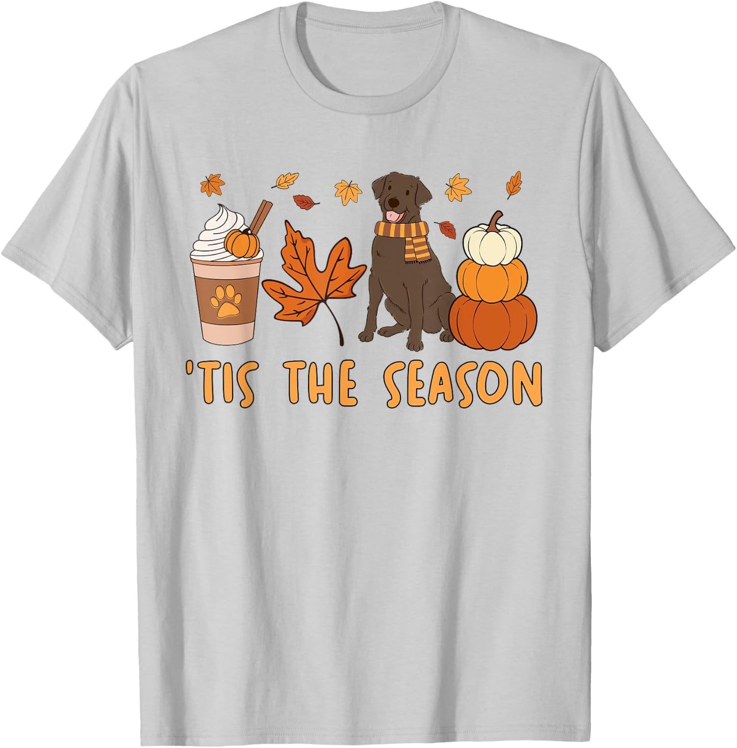 Tis The Season Labrador Retriever Fall Autumn Pumpkin Coffee T-Shirt - T-Shirt | Ash