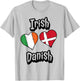 Irish Danish Flag Heart Combo Ireland Denmark T-Shirt - T-Shirt | Ash