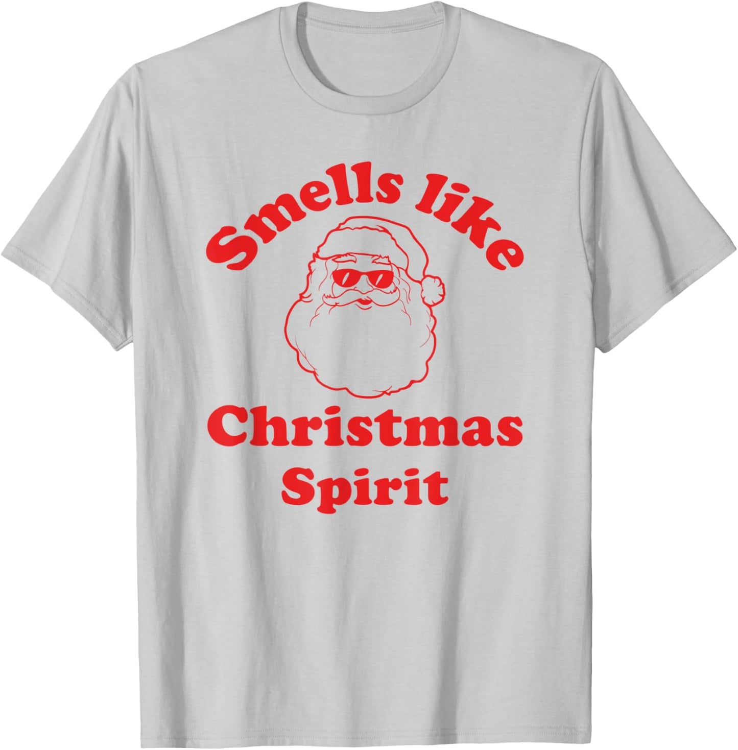 Smells Like Christmas Spirit Funny Santa Claus Face T-Shirt - T-Shirt | Ash