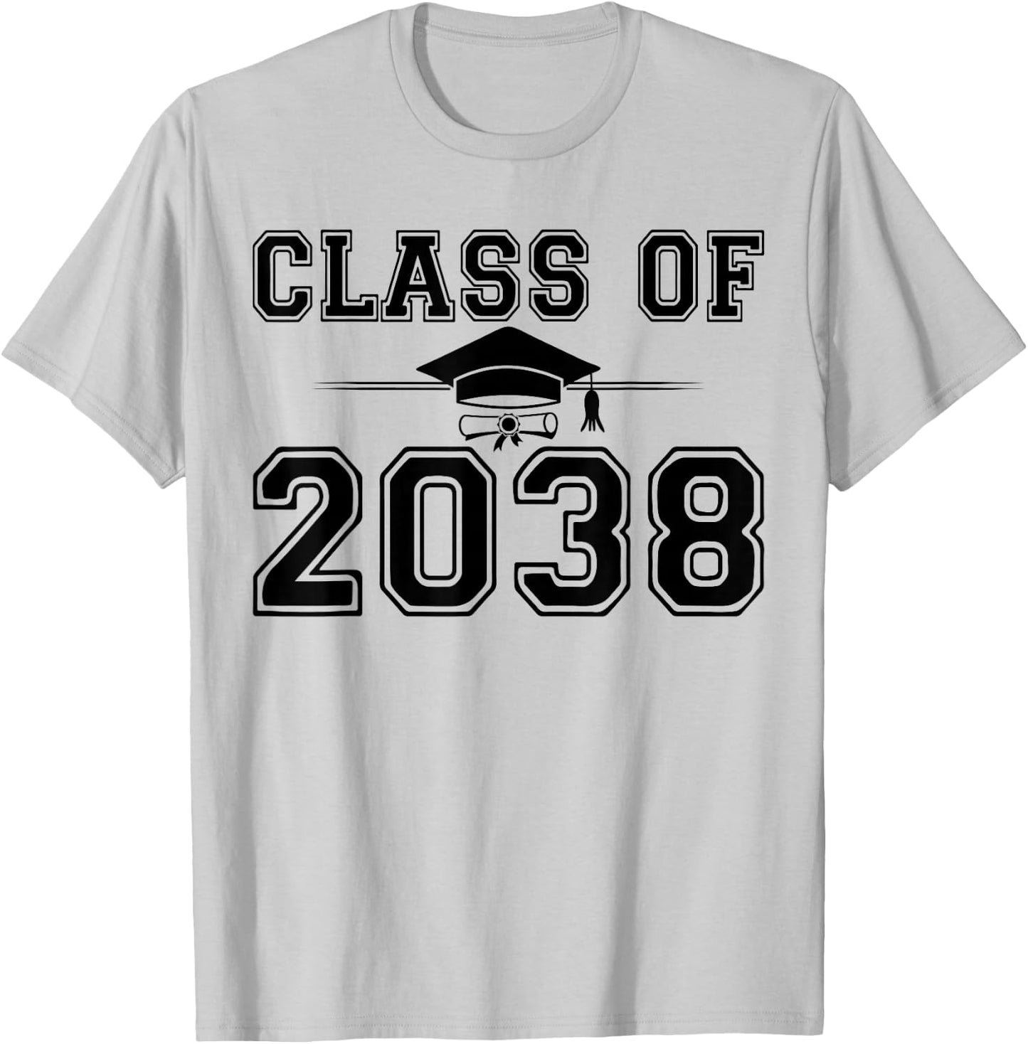 Class of 2038 Grow With Me Graduation Handprint On Back T-Shirt - T-Shirt | Ash