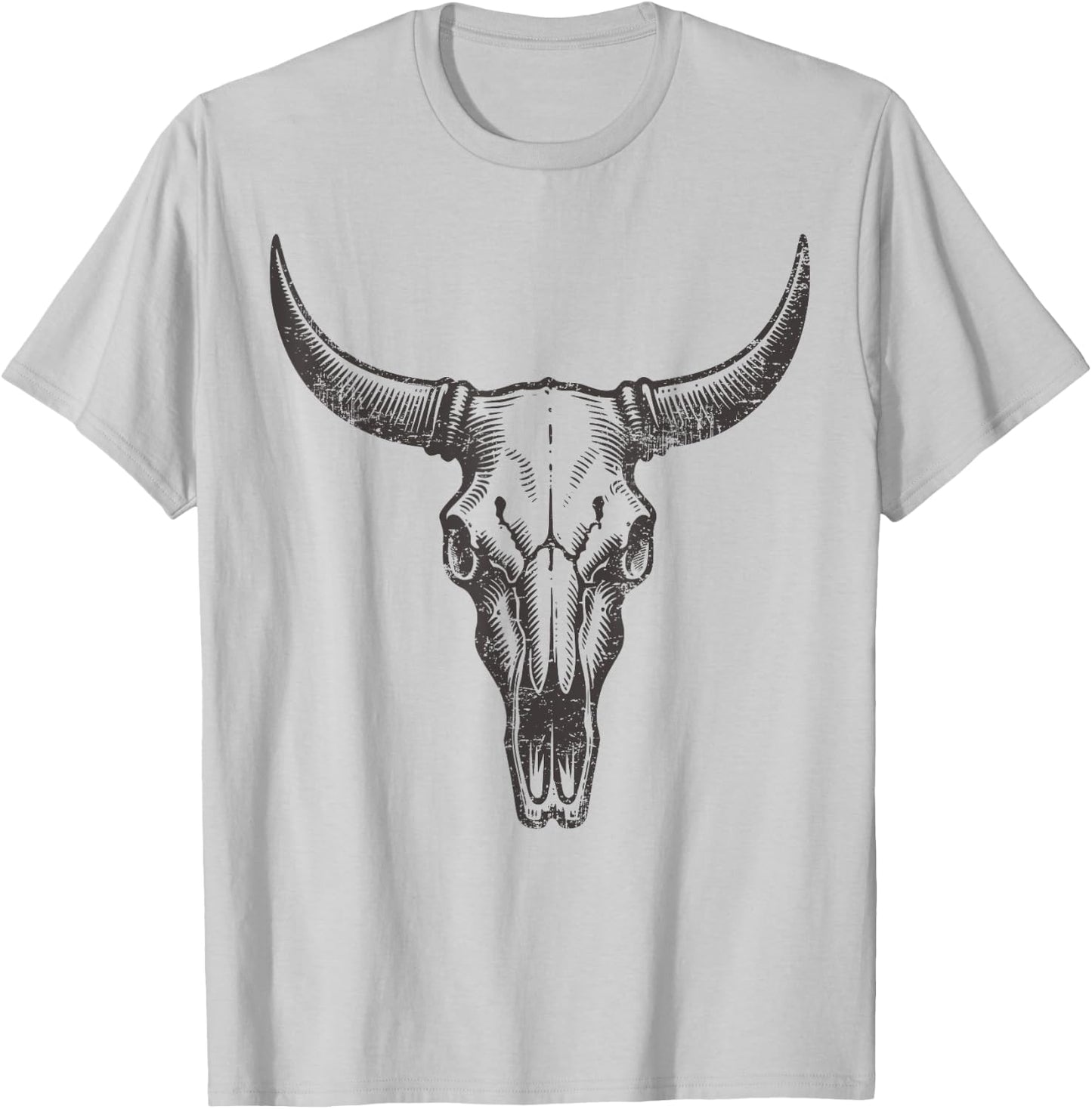 Vintage Western Cow Skull Rustic Country Men Women Graphic T-Shirt - T-Shirt | Ash